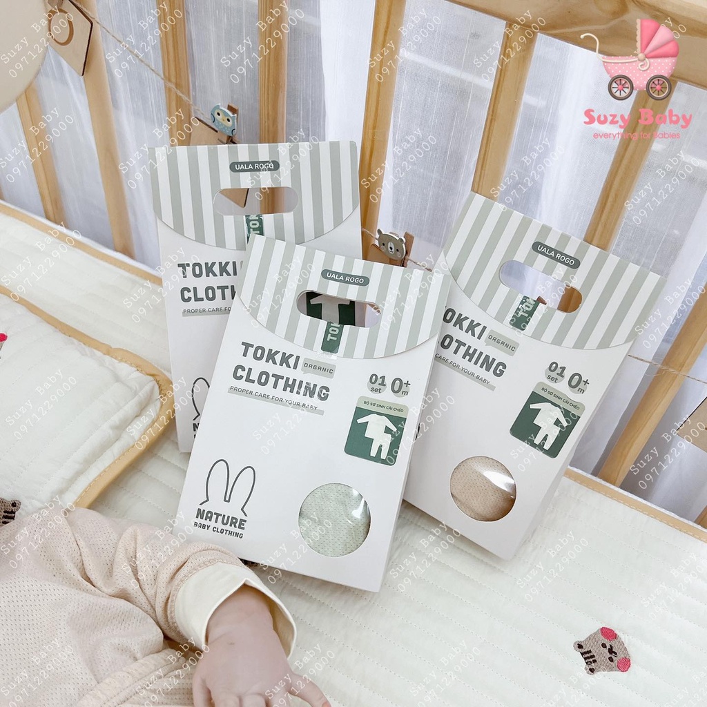 UALA ROGO -Bộ sơ sinh cài chéo Organic cotton