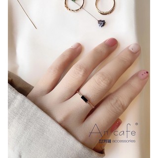 [ancafe_accessories] Nhẫn đá, đen,Hàn Quốc, nữ, trơn,còn 1,7 cm đương kinh,'