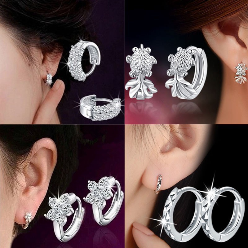 Bông tai đính đá lấp lánh kiểu dáng xinh xắn