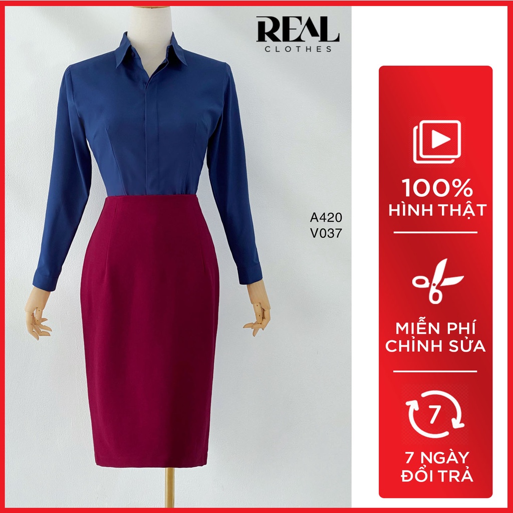 Sơ mi chít eo NANO navy_REAL