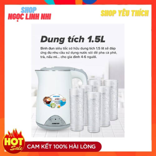 Bình Đun Siêu Tốc Asanzo SK-1815, sôi nhanh, sạch sẽ - SHOP NGỌC LINH NHI