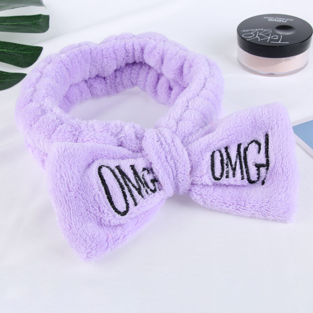 Băng đô vải san hô mềm mại có in chữ MIHAN1 dành cho nữ rửa mặt