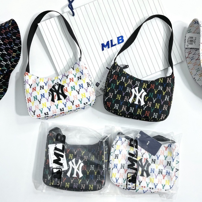 [FREESHIP] TÚI KẸP MLB MONOGRAM CHẤT VẢI POLYESTE HÀN QUỐC CAO CẤP, TÚI THỜI TRANG MÃ MLB2B80 MÀU ĐEN TRẮNG