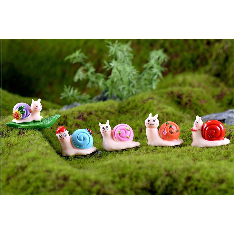 Mô hình ốc sên phong cách Cartoon cho các bạn trang trí tiểu cảnh, terrarium, móc khóa, DIY