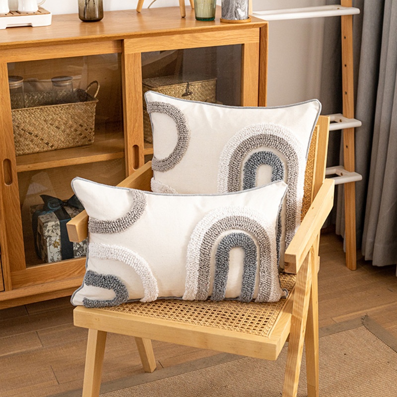Aoto Vỏ Gối Tròn Họa Tiết Vòng Tròn Không Đối Xứng Phong Cách Boho Bắc Âu