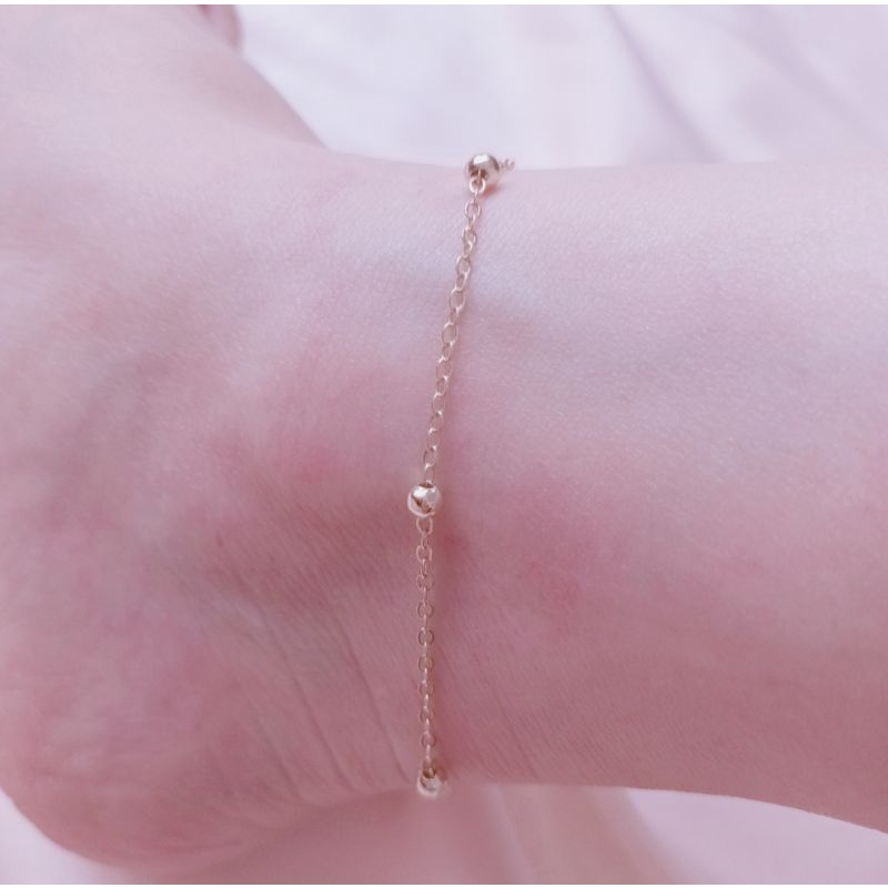 Lắc chân nữ kiểu Hàn xinh xinh ko đen không gỉ khóa bạc 925 mạ vàng siêu bền màu