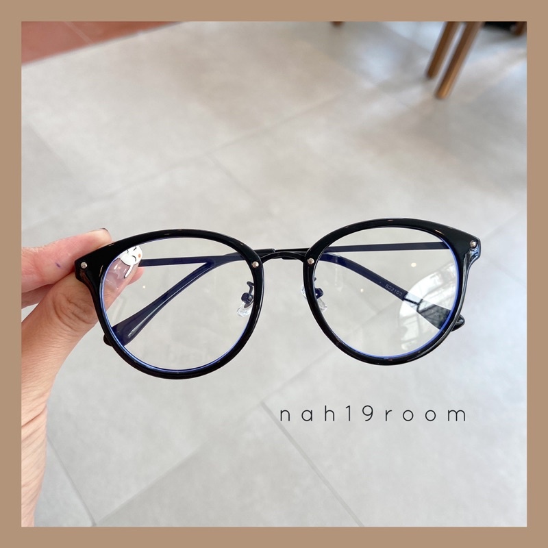 Kính mắt không độ gọng kim loại form tròn cao cấp