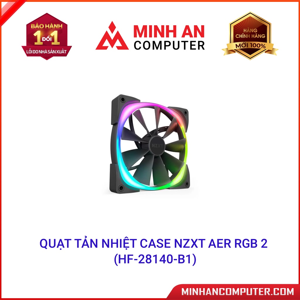 Quạt tản nhiệt case NZXT AER RGB 2 (HF28140B1) (Tuỳ chỉnh qua phần mềm CAM)