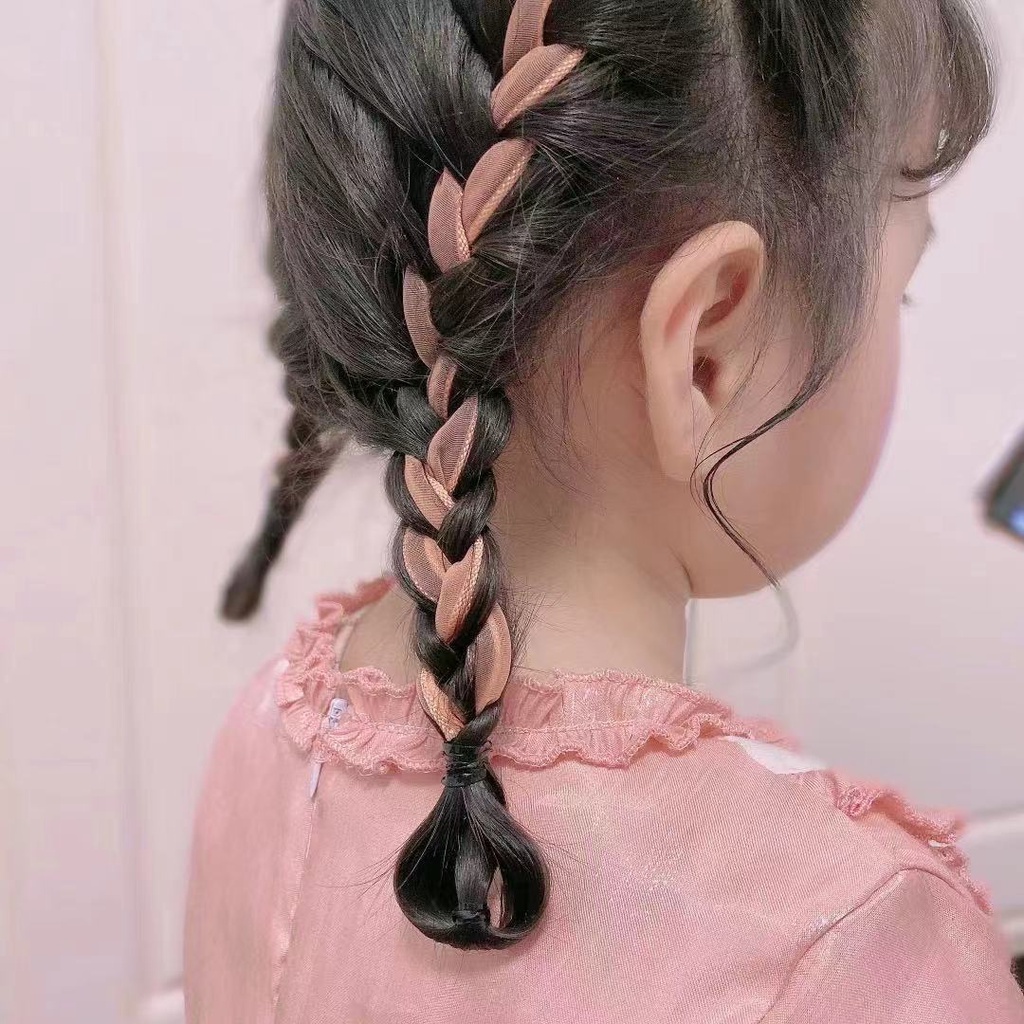 Set 5 Dây Cột Tóc Đính Nơ Ruy Băng Dễ Thương Dành Cho Bé Gái