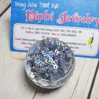 Hạt kim sa đính quần áo hình bông hoa màu trắng laser