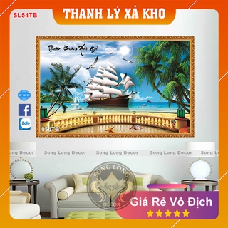 Tranh dán tường thuận buồm xuôi gió- sl54tb- tranh 3d phong thủy - song long decor