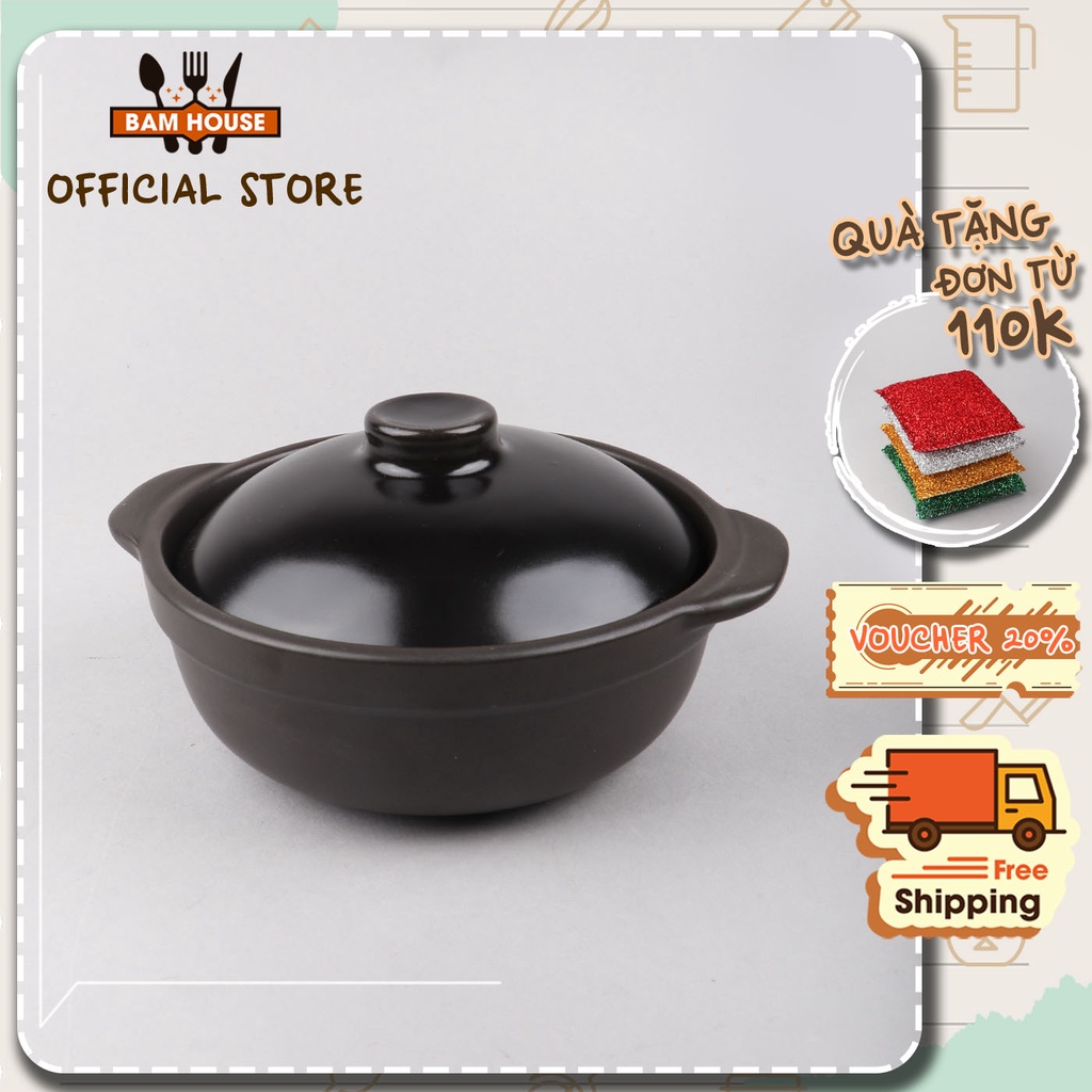 Nồi đất tráng men kho thịt cá Bam House dung tích 1L2 bền chắc cao cấp ND01 – Fuki24