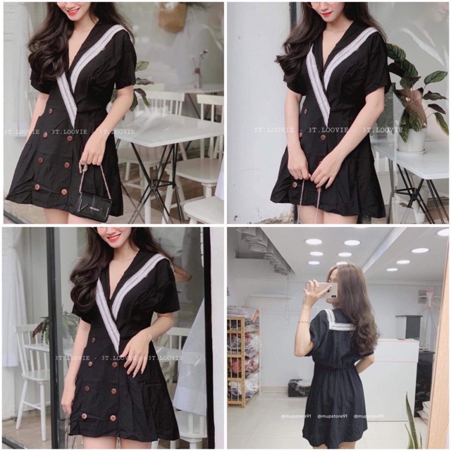 Đầm xinh SHINNY DRESS - thiết kế cổ điển form chữ A ,có phối chun sau eo co giãn chất vải đủi