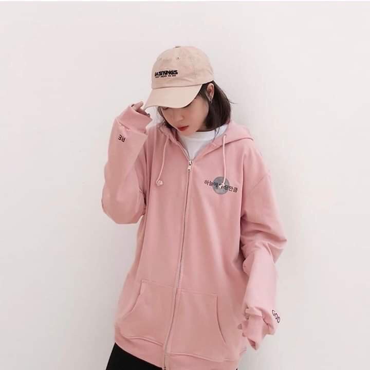 Áo hoodie,áo khoác hoodie nỉ nam nữ chất thun nỉ mềm mịn from rộng in chữ hàn trước ngực ( có khóa kéo)