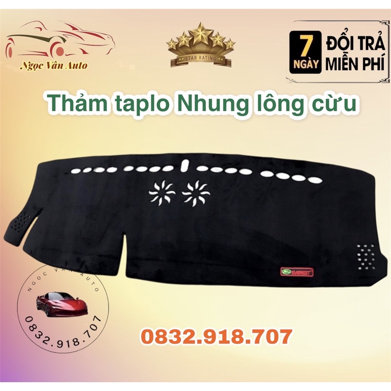 Thảm Taplo Nhung Ford Everest 2018 - 2021, Nhung lông cừu cao cấp