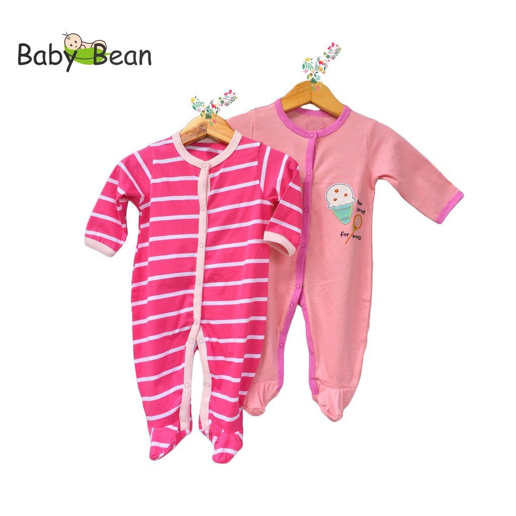 1 Bộ Bodysuit Thun Cotton Dài Liền Tất Bé Sơ Sinh Gái BabyBean (MẪU NGẪU NHIÊN)