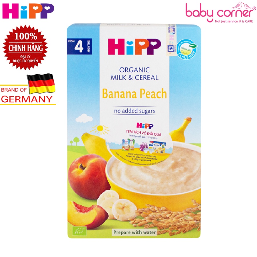 [Combo 3 Hộp] Bột Ăn Dặm HiPP Chuối, Đào - Banana Peach Cho Bé 250g