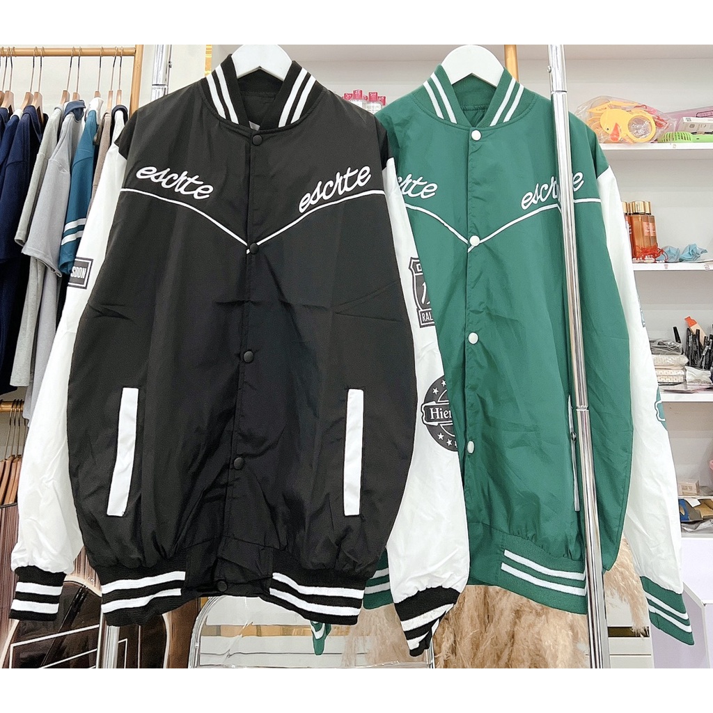 Khoác Gió Bomber Nam Nữ Harley Dáng Rộng Chất Dù  Phối Tay Unisex Uzzlang