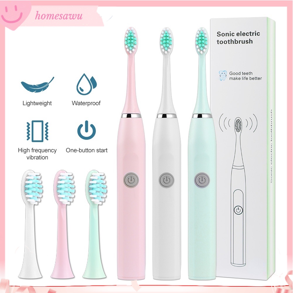 Bàn chải đánh răng điện sóng âm với 3 đầu bàn chải thay thế chống thấm nước ipx7