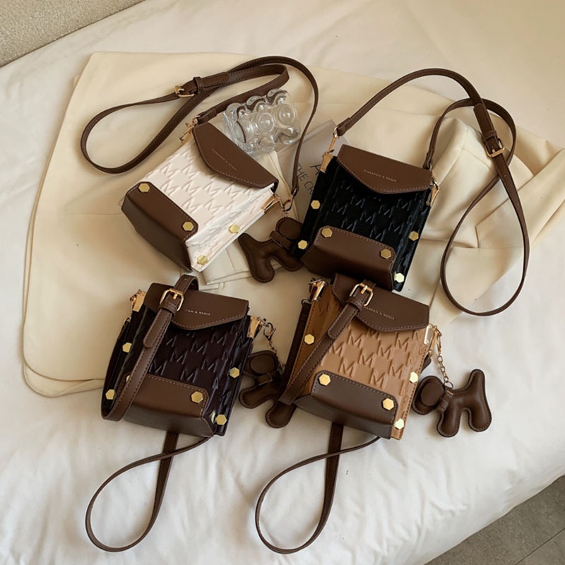 Túi Đeo Vai Mini Hình Vuông In Họa Tiết Chữ Thời Trang Cho Nữ