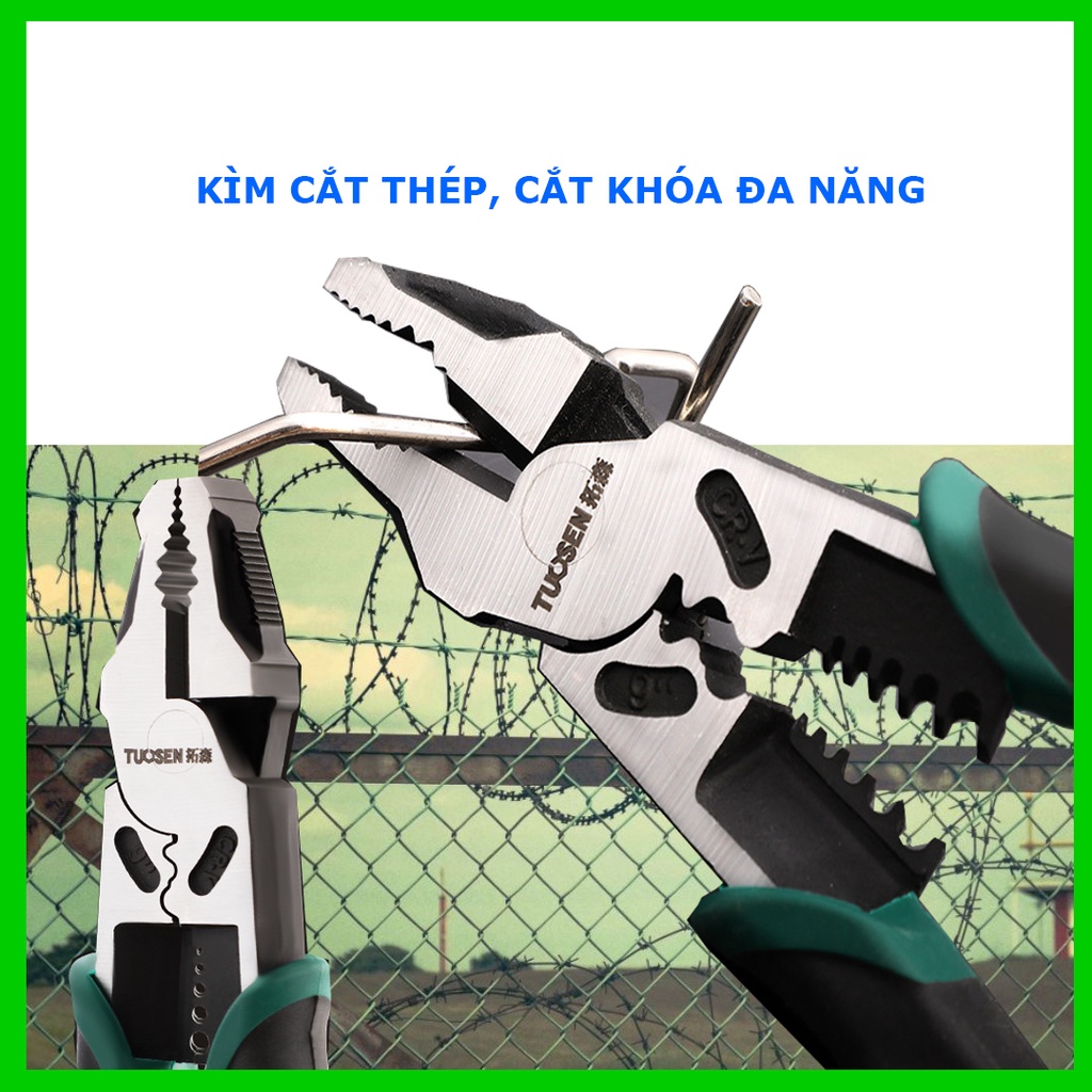 Kìm cắt thép, khóa, ốc,sắt, dùng để cắt,uốn,cuộn kẹp,gai thép đa năng 9 inch, kìm bóp cos, tuốt dây điện