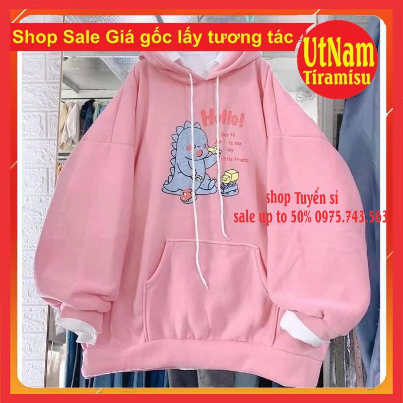 Áo hodie nỉ Khủng Long Hello form thụng nam nữ giá rẻ | BigBuy360 - bigbuy360.vn