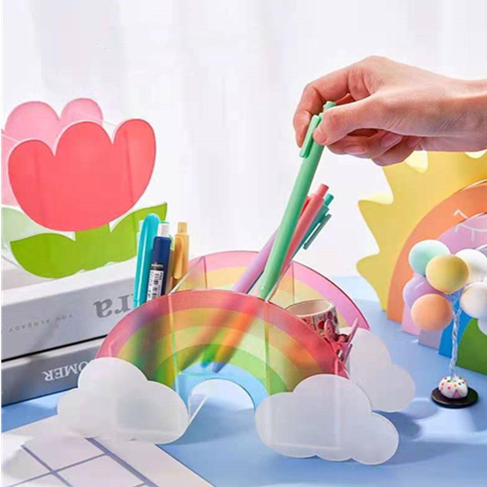 Hộp Đựng Bút Bằng Acrylic Nhiều Ngăn Đa Năng In Họa Tiết Cherry Dễ Thương