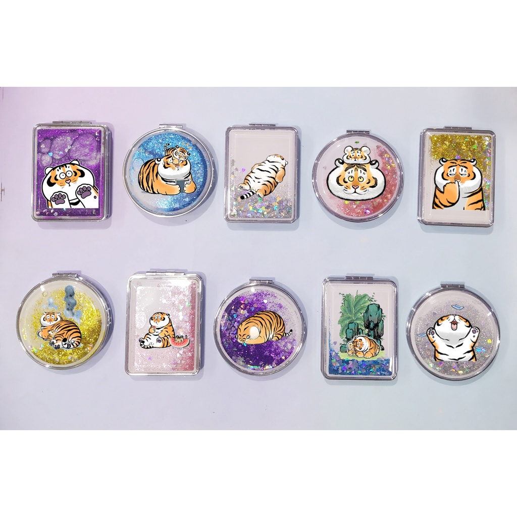 Gương nước chảy kim tuyến hổ mập in hình GNI19 gương 2 mặt