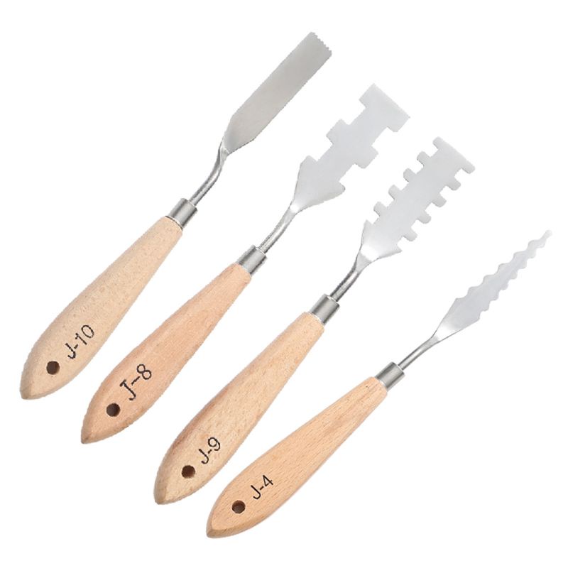 Set 10 Dao Trộn Màu Vẽ Tranh Sơn Dầu Bằng Thép Không Gỉ