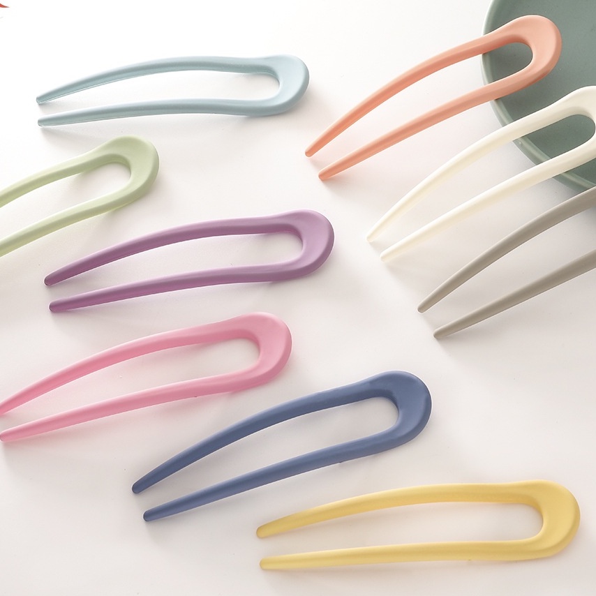 Trâm cài tóc hình chữ U màu kẹo ngọt phong cách nữ tính Hàn Quốc