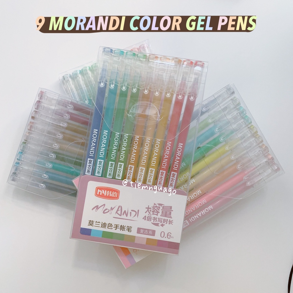 Bộ 9 bút gel màu MORANDI ghi chú, take note hiệu quả - Tiệm Ngựa Gỗ