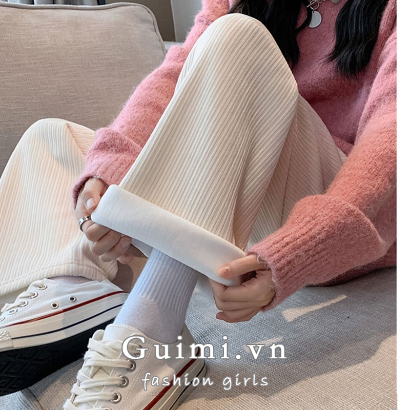 Quần lông cừu NZN ống rộng lưng cao thời trang thu đông