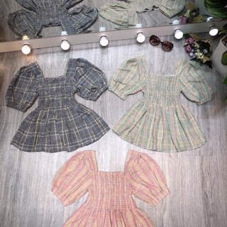 Áo kẻ nhún ngực peplum(ảnh thật ở 2 hình cuối)