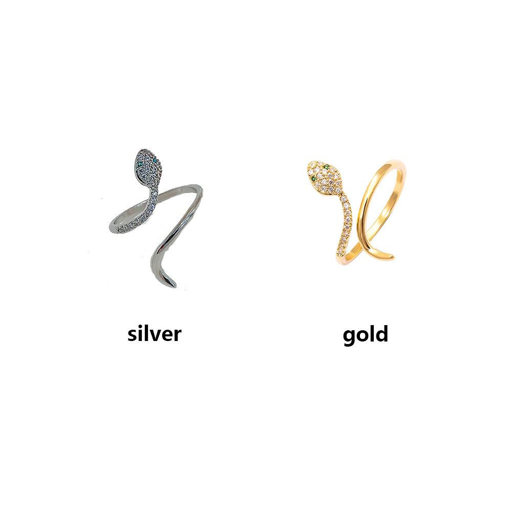 Nhẫn mở hình rắn đính đá zircon sang trọng thời trang đi tiệc cho phụ nữ