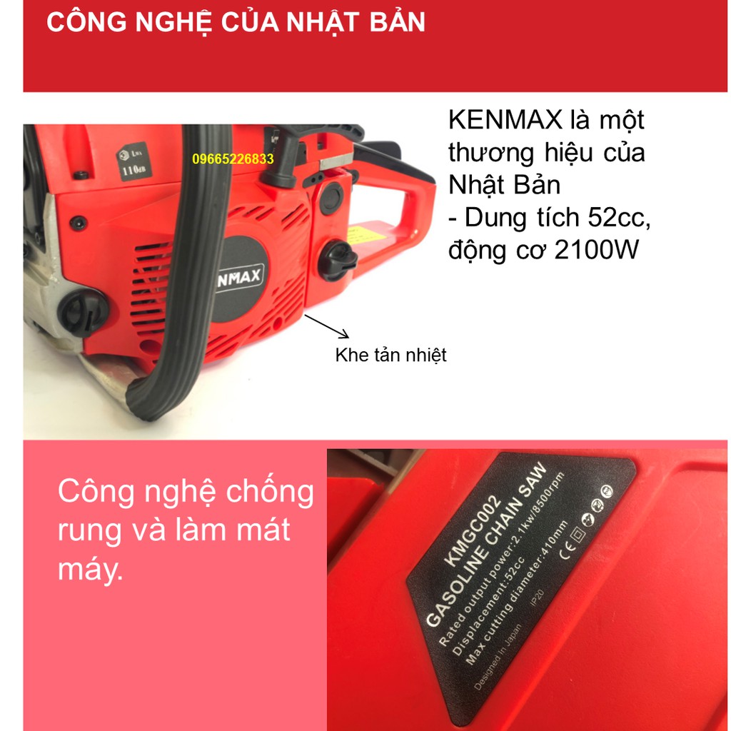 Máy cưa xích xăng Kenmax ⚡️ Công suất 2100W ⚡️ FREE SHIP TOÀN QUỐC ⚡️ THƯƠNG HIỆU NHẬT BẢN ⚡️ BẢO HÀNH TOÀN QUỐC