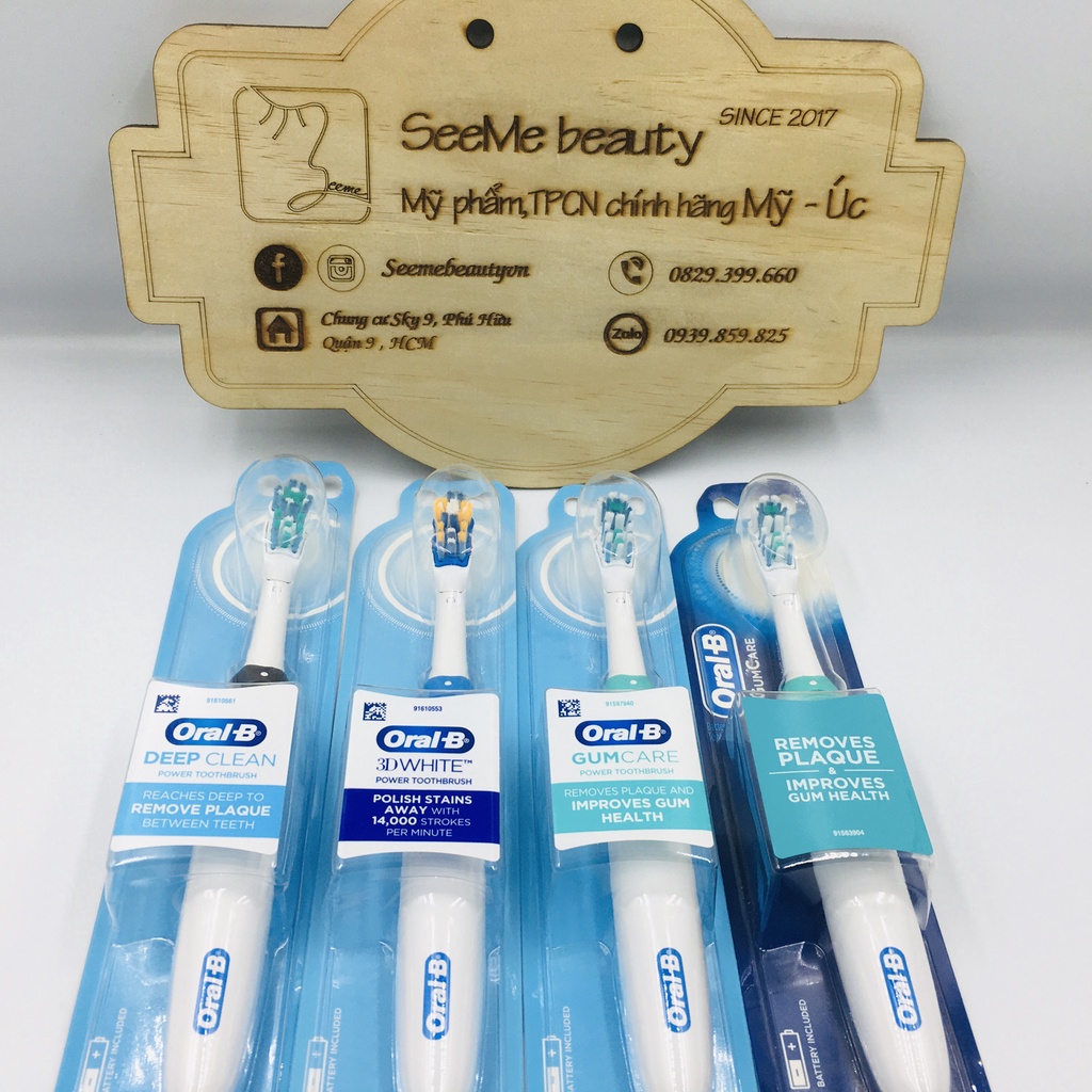 [HÀNG MỸ] Bàn Chải Điện Oral B dùng Pin AA Gum care, 3D White, Deep Clean - Đầu bàn chải thay thế SeeMe beauty BF-036