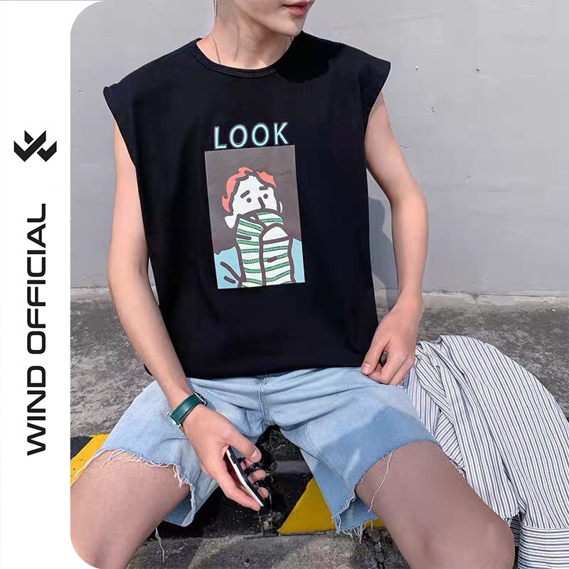 Áo thun sát nách unisex WIND phông form rộng Look oversise nam nữ ulzzang