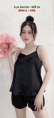 Set bộ siêu xinh lụa satin có túi