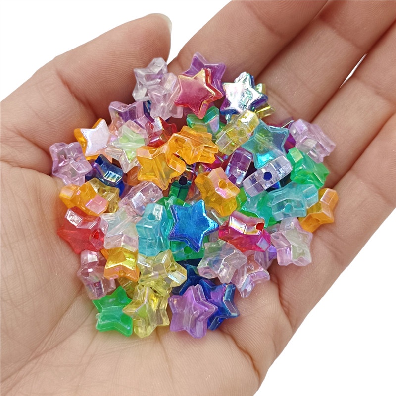 Set 40 Hạt Xỏ Lỗ Hình Ngôi Sao Nhiều Màu Sắc Dùng Để Làm Đồ Trang Sức Thủ Công