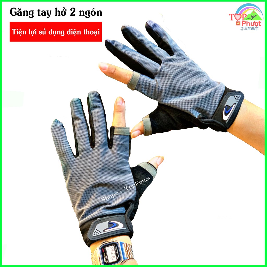 Găng Tay Xe Máy, Xe Đạp Hở 2 Ngón Sport - Chống Trượt, Chống Nắng, Cảm Ứng Sử Dụng Điện Thoại