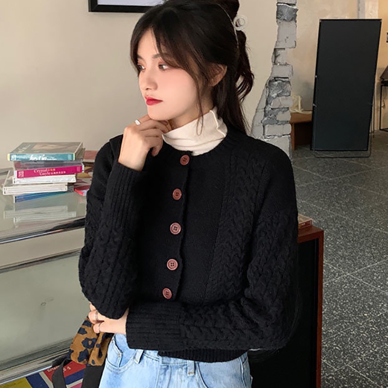 Áo cardigan len dệt kim thiết kế xoắn phong cách retro mới dành cho nữ