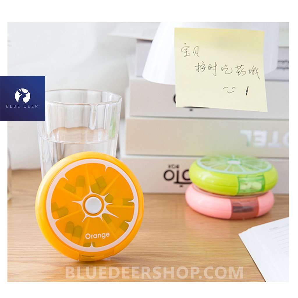 Hộp Đựng Thuốc 7 Ngăn Xoay 360 độ - BLUE DEER