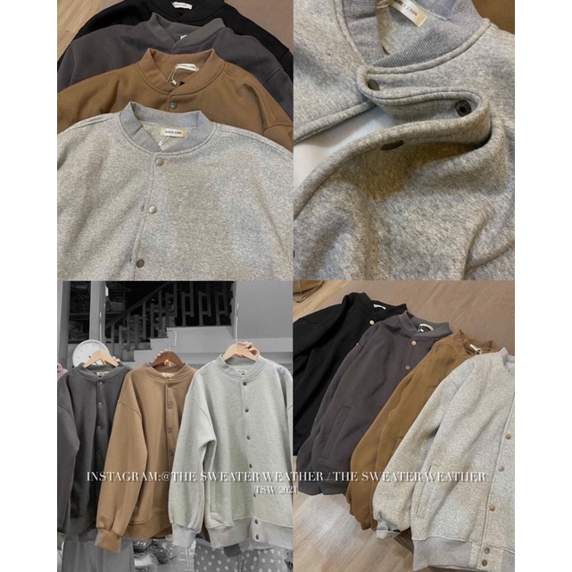ÁO KHOẮC BOMBER NỈ CÚC BẤM NHIỀU MÀU