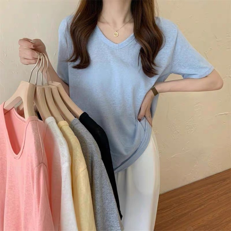 ÁO PHÔNG GIẤY FORM RỘNG CỔ TRÒN MÀU TRƠN BASIC  - ÁO THUN TRƠN CỔ TRÒN | BigBuy360 - bigbuy360.vn