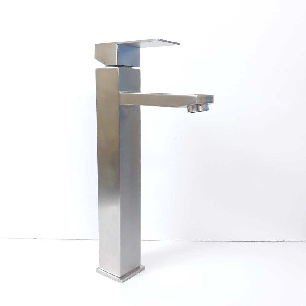 Vòi lavabo nóng lạnh inox 304 trụ vuông 30cm trắng mờ đặc trưng inox phay cao cấp, sang trọng, lịch lãm