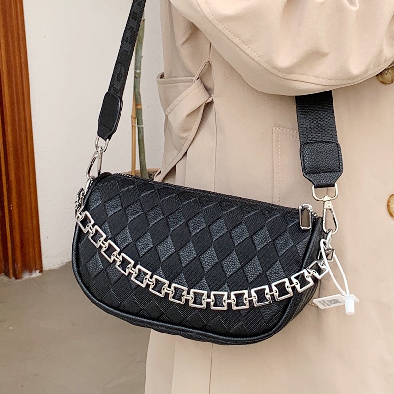 Túi Đeo JASMIN NOIR Chéo Vai Họa Tiết Kẻ Sọc Có Dây Xích Đeo Dành Cho Bạn Nữ