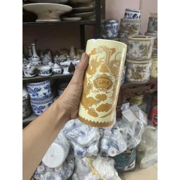 Ống hương men vàng kim