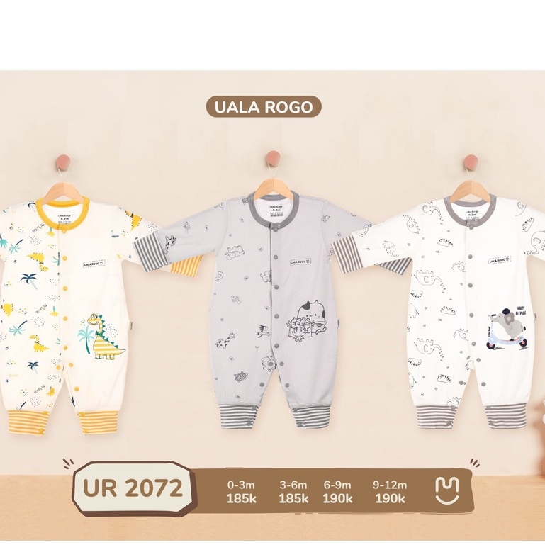 Body Uala Rogo dài tay Bamboo cao cấp mềm mịn thoáng mát thấm hút tốt in khủng long cho bé trai bé gái sơ sinh 2072