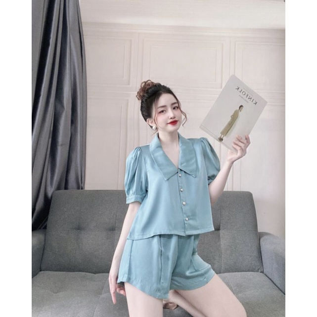 Bộ lụa tay bồng trơn xinh | BigBuy360 - bigbuy360.vn