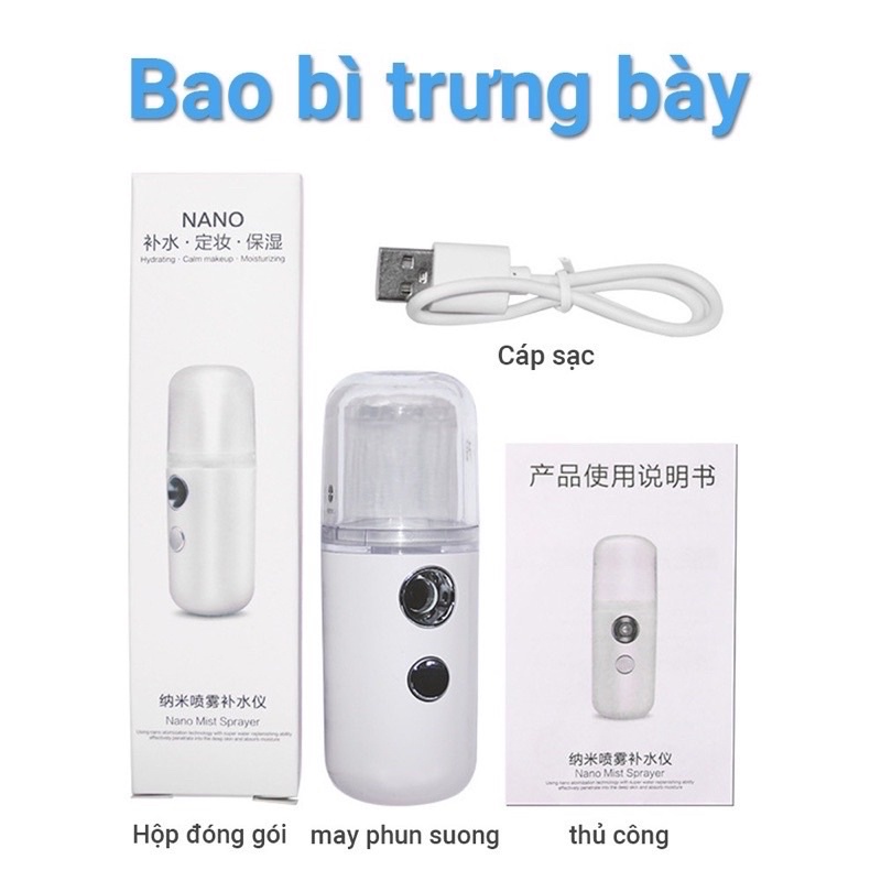 [ Hàng loại 1]Máy xông hơi mặt mini máy phun sương xịt khoáng Nano hơi lạnh( tạo ẩm_xịt_khuẩn_xông_mặt)